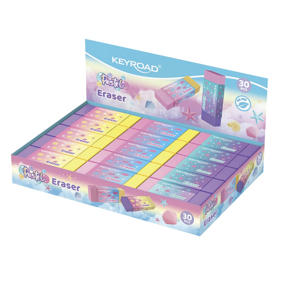 KeyRoad Gomma universale per cancellare matita e matite colorate, 2 pezzi, colore pastello, ideale per la scuola, ufficio, KR972036