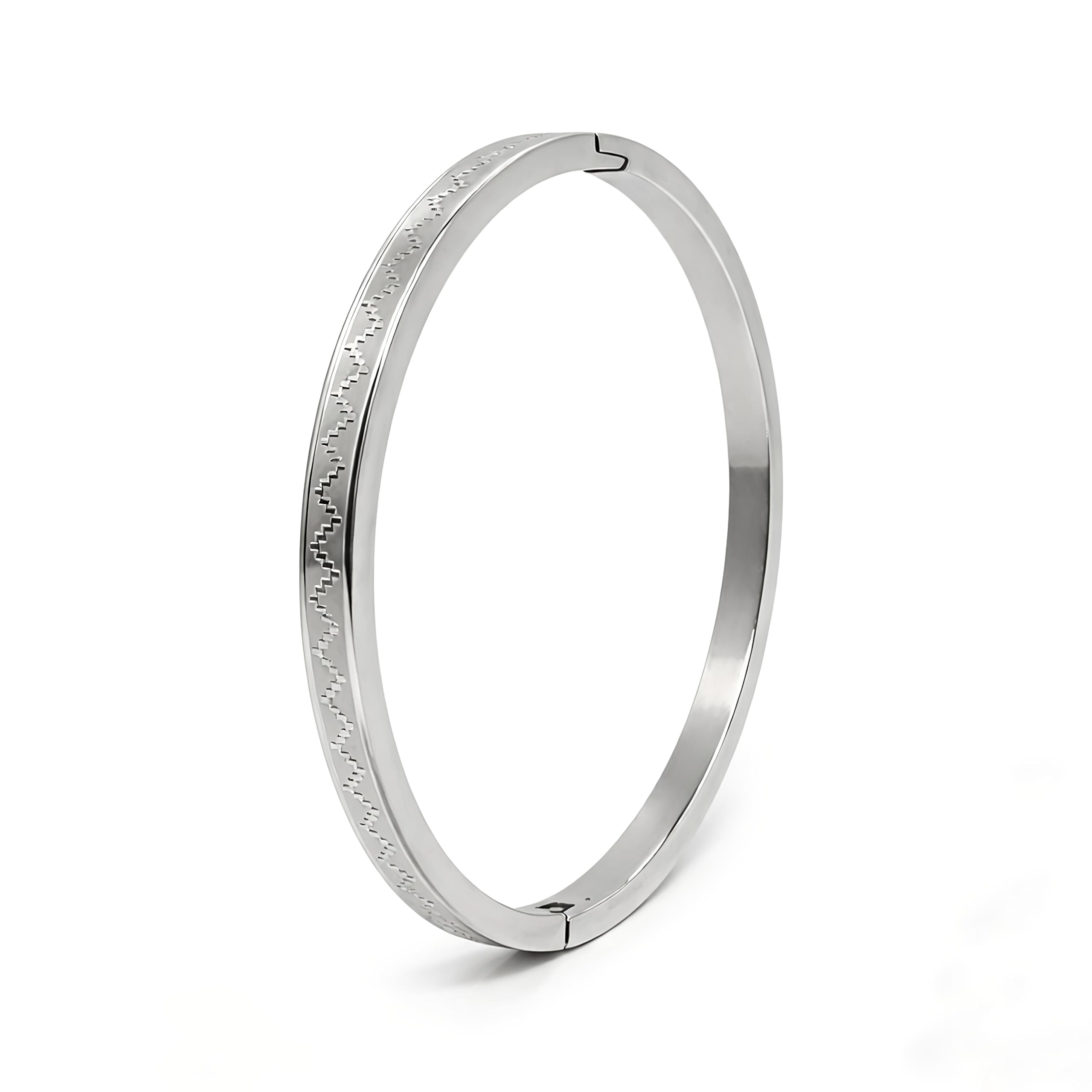Zig Zag Pattern Ovel Shape Anti-Tarnish Bangle Bracelet Kada | 4MM Bracelet | Gifts For Wife, Gift For Women and Girlfriend |-image-44