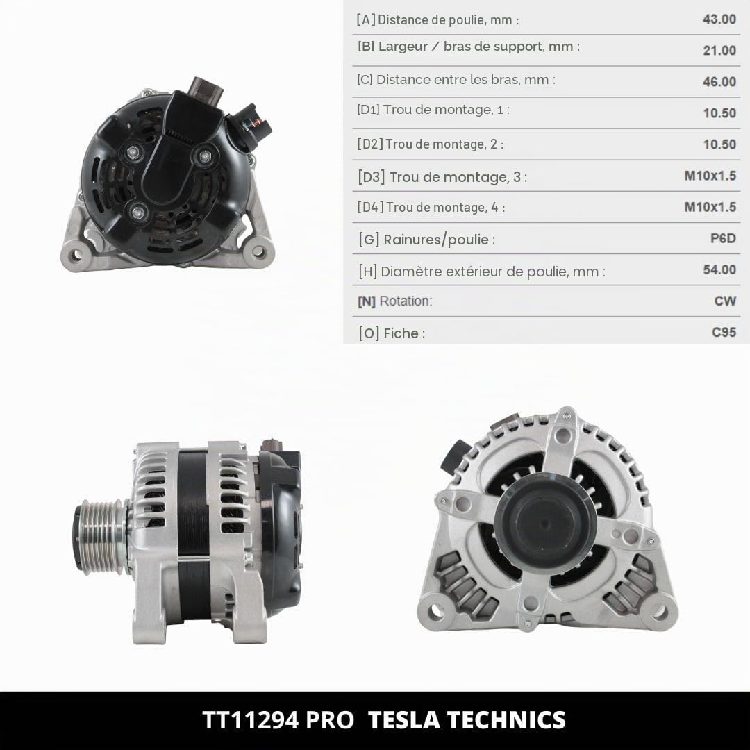 TT11294 PRO Alternateur pour voiture 12V,150 A. Compatible avec FORD, MAZDA, VОLVО. Excellent relation qualité - prix. Installation facile et garantie.