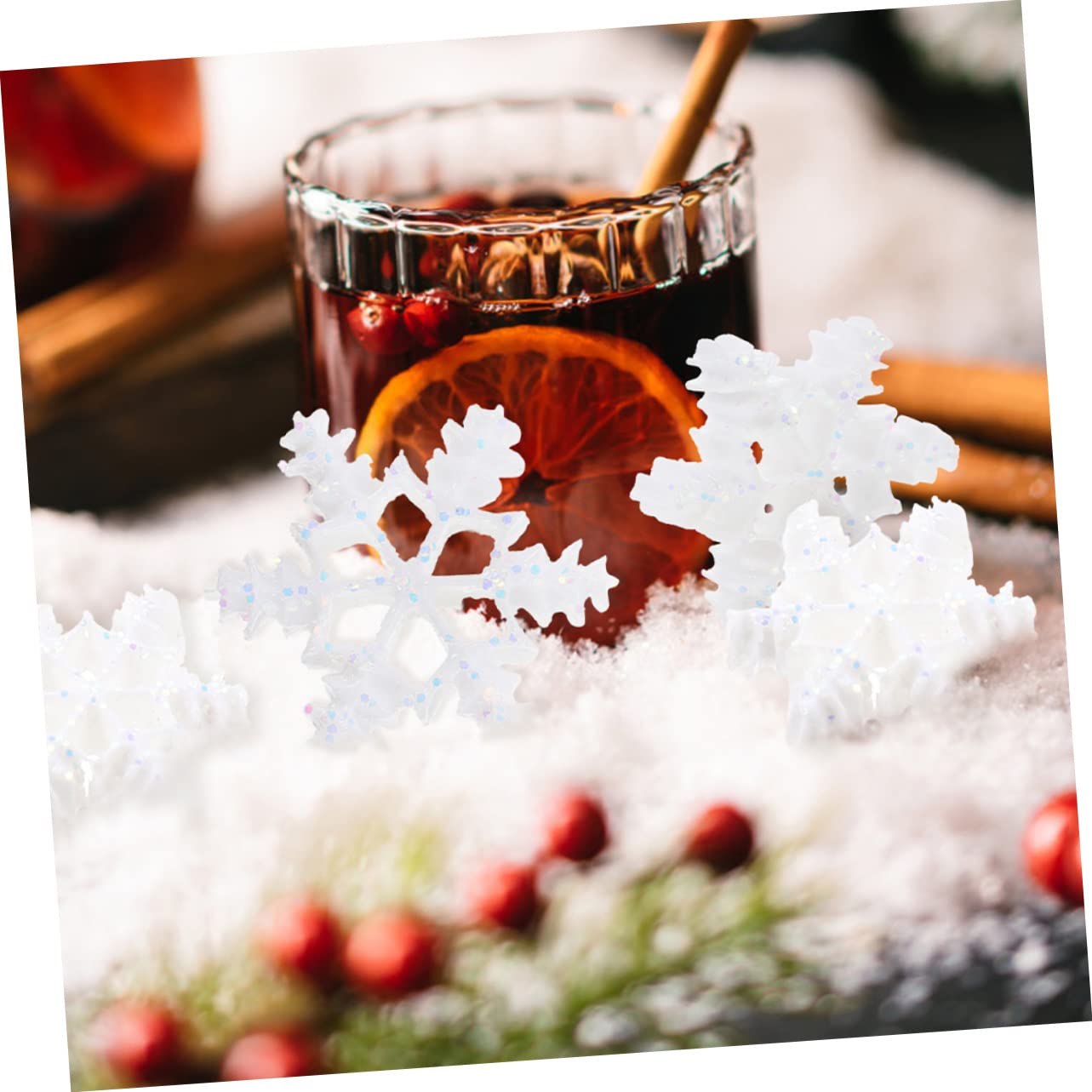 VOSAREA 500pièces Ornements Flocon De Décorations De Noël pour Accessoires De Bricolage pour Ambiance Festive Et Hivernale