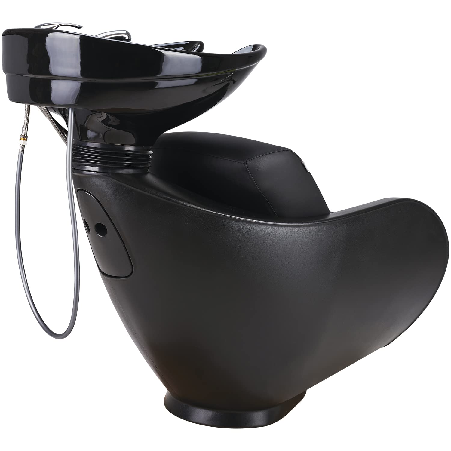 AYALA Friseurstuhl mit Waschbecken THOMAS schwarz Friseurwaschbecken Friseur Waschplatz Rückwärtswaschsessel Salon Friseursessel Waschsessel Schwarz