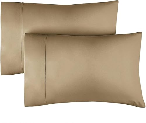 Juego de 2 fundas de almohada 100% algodón tamaño Queen, frescas, transpirables y suaves, extrasuaves, algodón de 400 hilos, lavables a máquina,