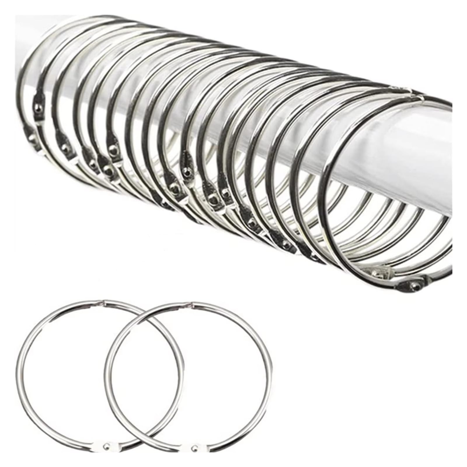 cafe curtain rings 24pcs Pack Rust Proof Metal Shower Curtain Rings for Bathroom 6090