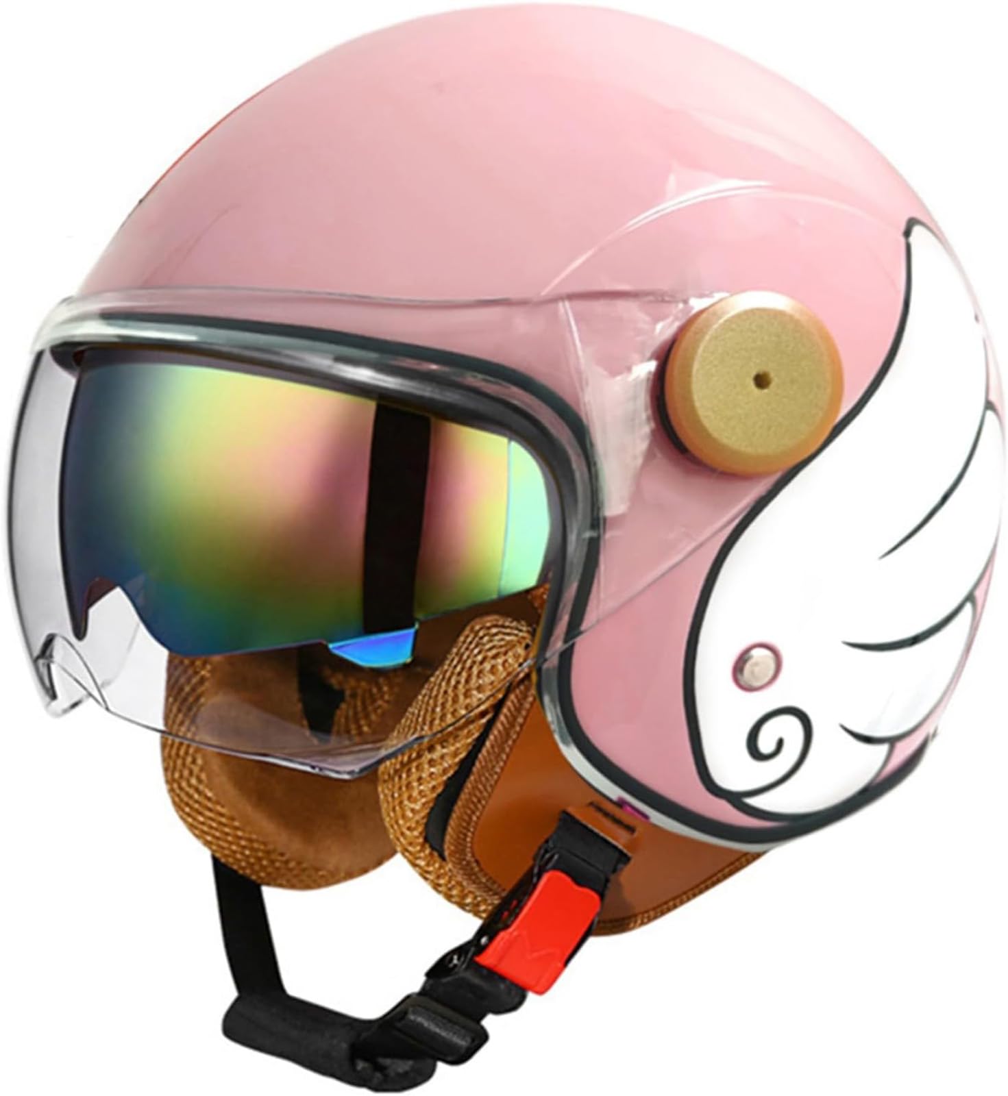 Kask otwarty dla dorosłych, kask motocyklowy retro z homologacją ECE, półkask motocyklowy, skuter Crash Jet, kask 3/4 z osłoną przeciwsłoneczną, kask unisex,J2,M