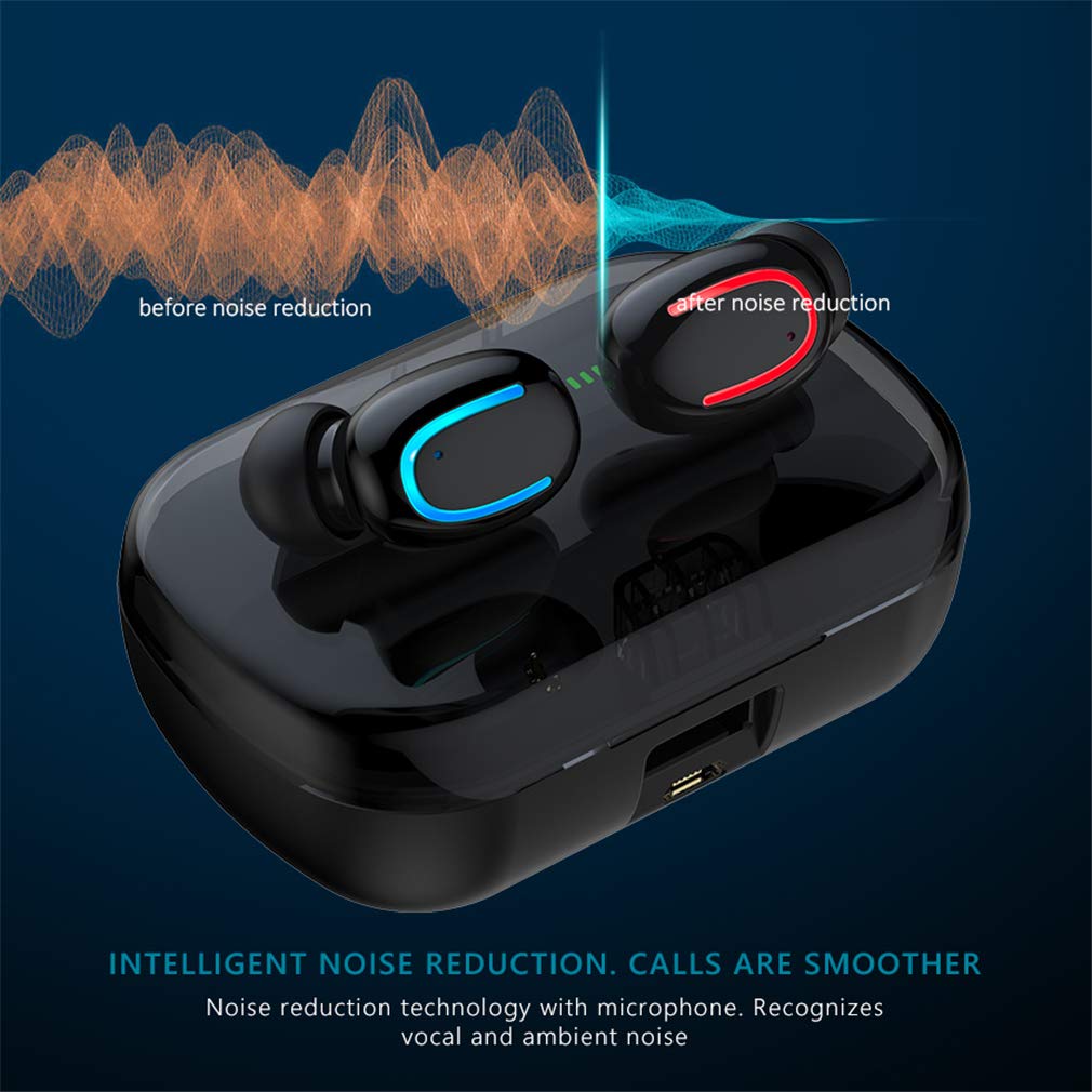 Casque Conduction Osseuse, sans Fil Écouteurs Stéréo Bluetooth Mini 8D Écouteurs 5.0 avec Double Micro Sport Étanche, pour La Course, Sport, Fitness,Noir