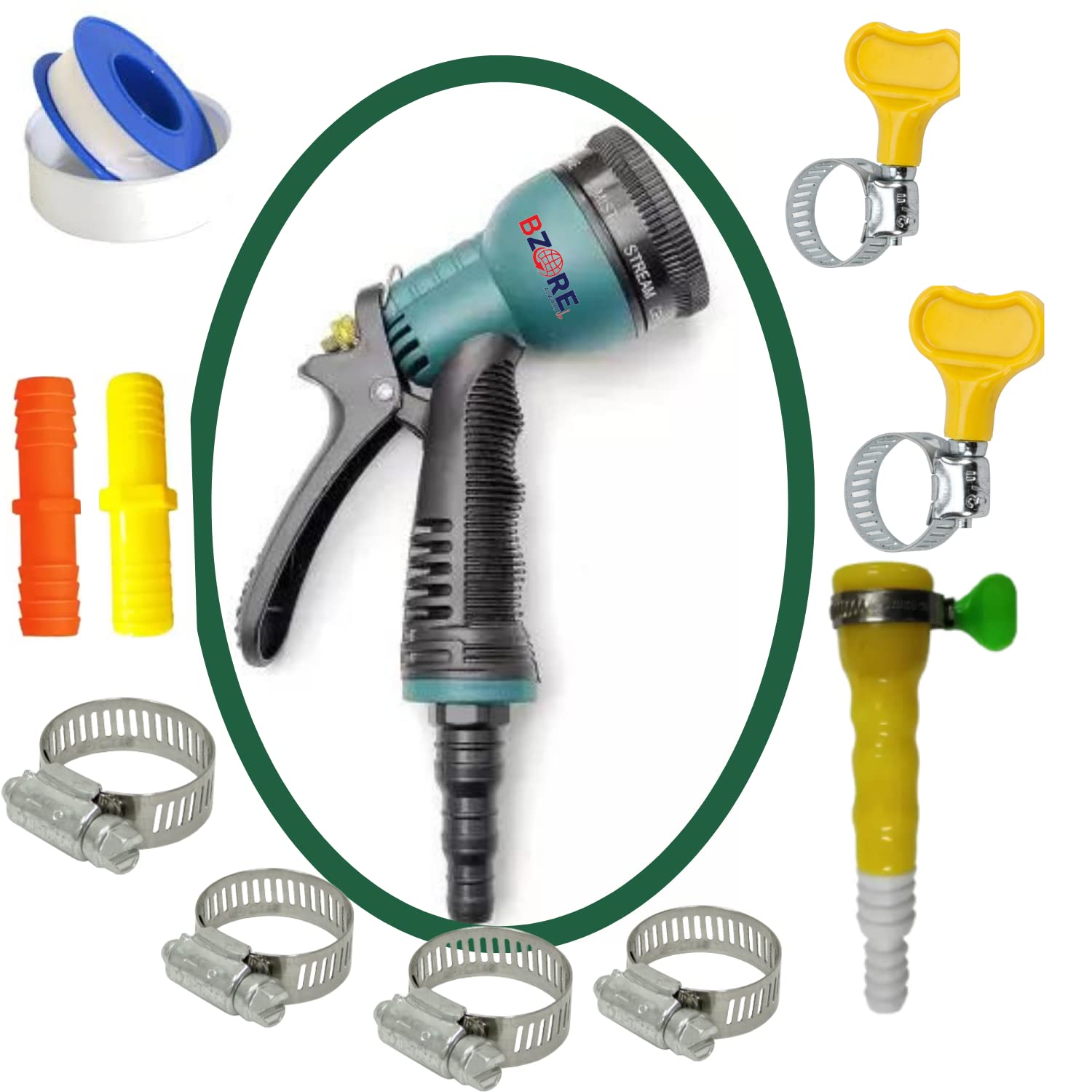 BZORE Brass Rod 8 flow Water Spray Gun for garden Washing Cleaning car bike watering-picture-22