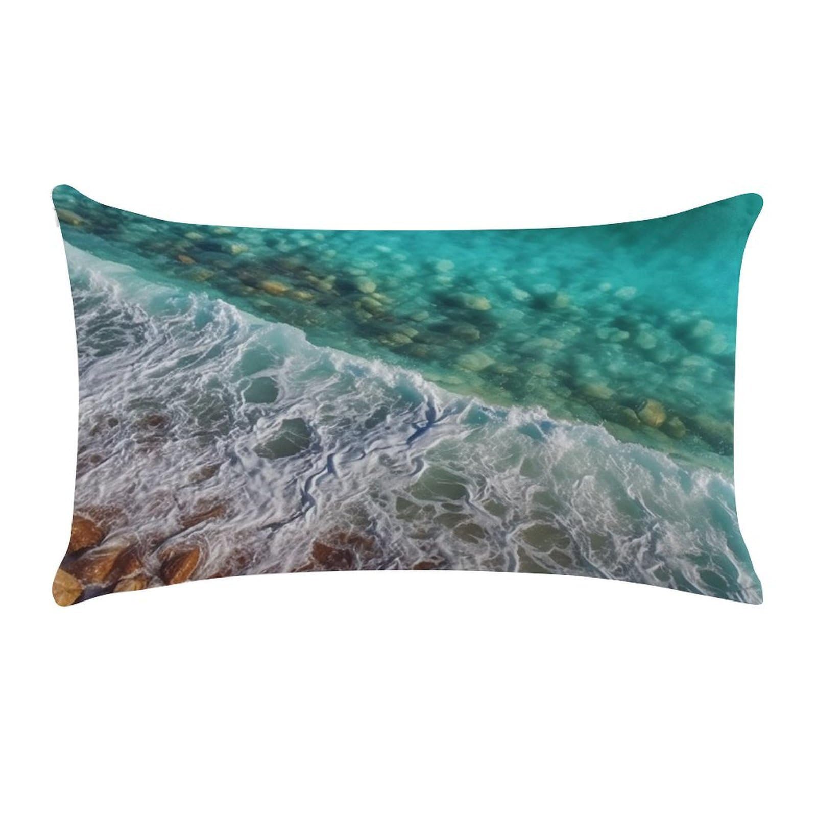 Beach Ocean Waves Pillow Cases for Sofa, Super Soft Plush Pillow Cover with Zipper, Luxury Cozy Pillow Shams for All Seasons, Lightweight Pillowcases for Bedroom, 12" X 20"