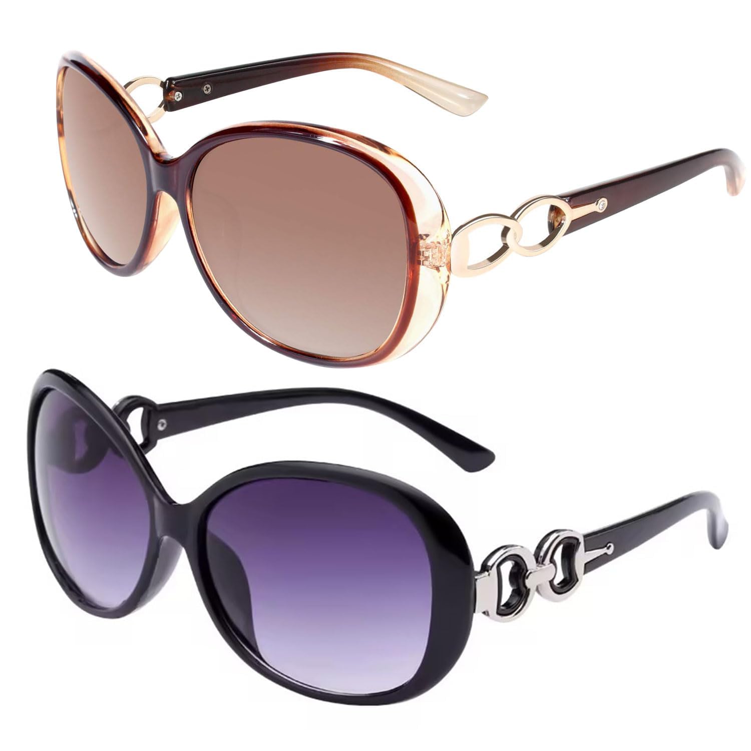 YIWONFU Occhiali da Sole Donna Polarizzati 2 Pezzi, Sunglasses Donna Moda Anti-UV Occhiali da Sole Vintage
