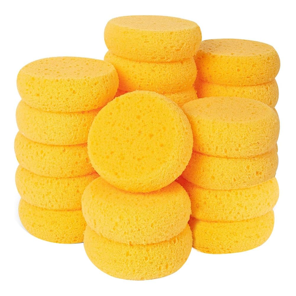 Ocnvlia 24Pcs Round Pottery Sponges–Artist Sponge for Clay, Leather Care & Horse Tack Maintenance