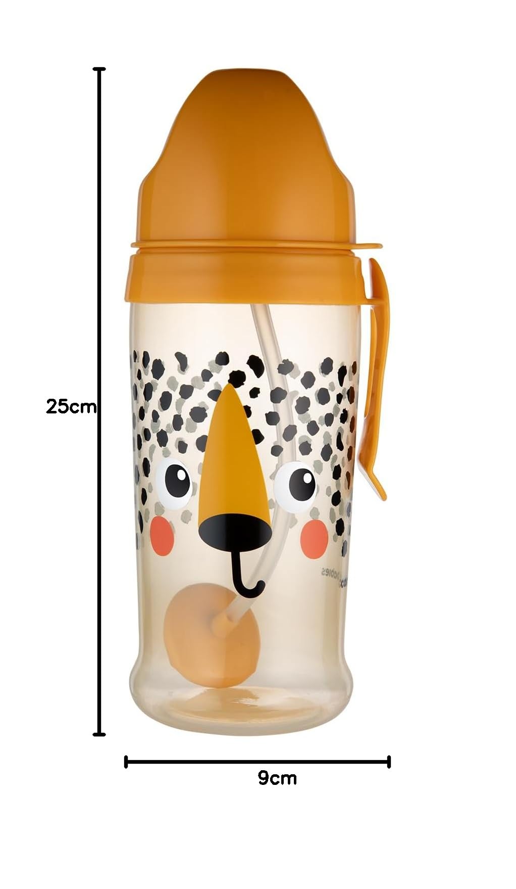 Canpol babies Bidon niekapek z rurką i odważnikiem 9m+ 1 szt., 100% szczelności, Zdejmowany uchwyt, Do użytku w zmywarce i w mikrofalówce, Wymienne rurki (350 ml, BabiesBoo Gepard)