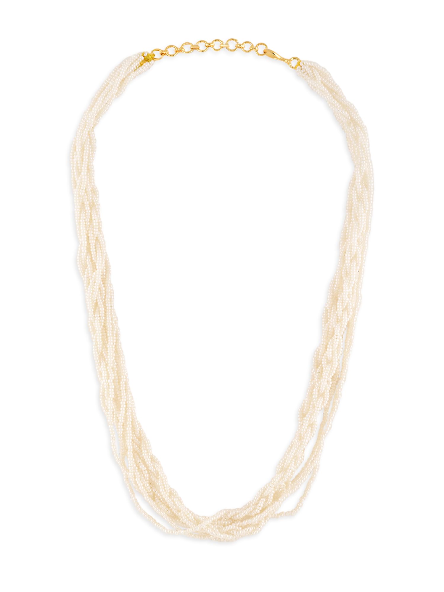 Off White Multistrand Twisted Beads Fusion Wear Necklace For Women-ZPFK21885-image-44