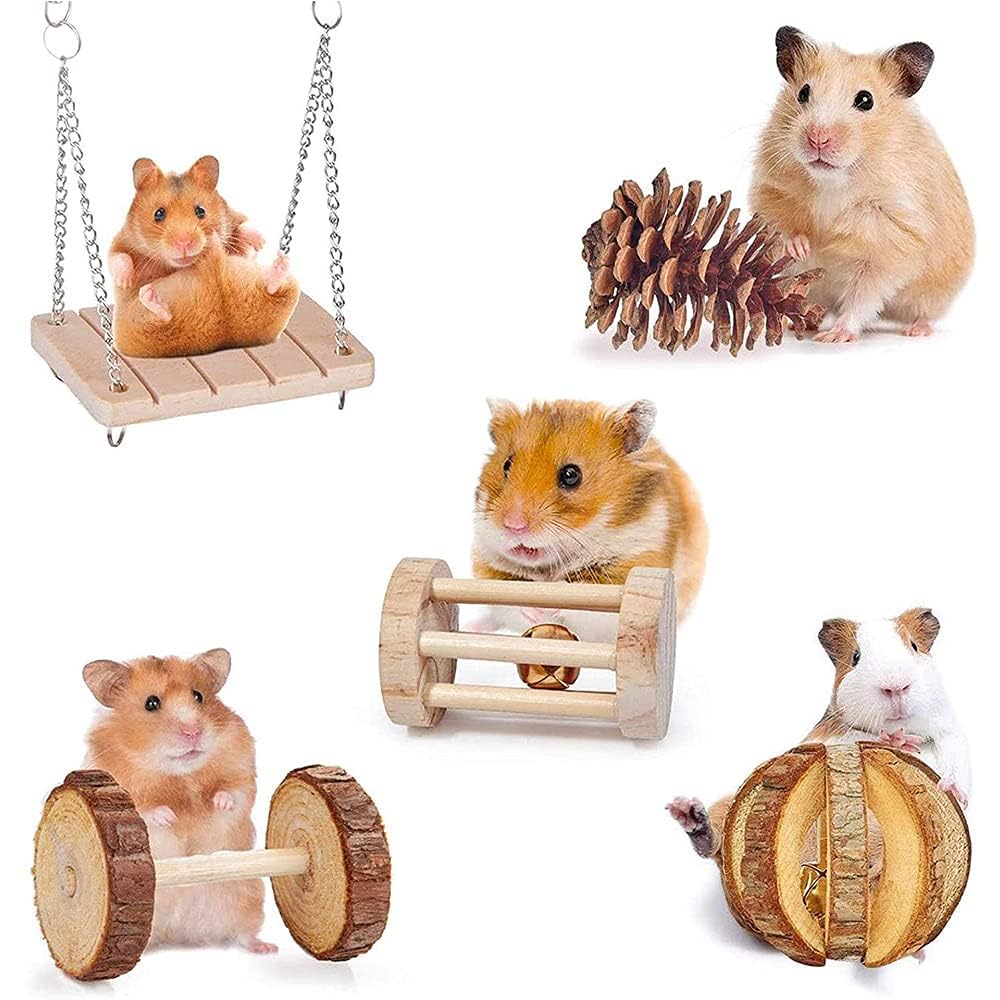 Juguete for hámster, Juego de Juguetes for, Conejo, Mascota, Conejillo Indias, Loro, molares, Suministros Madera, 1 11(3)