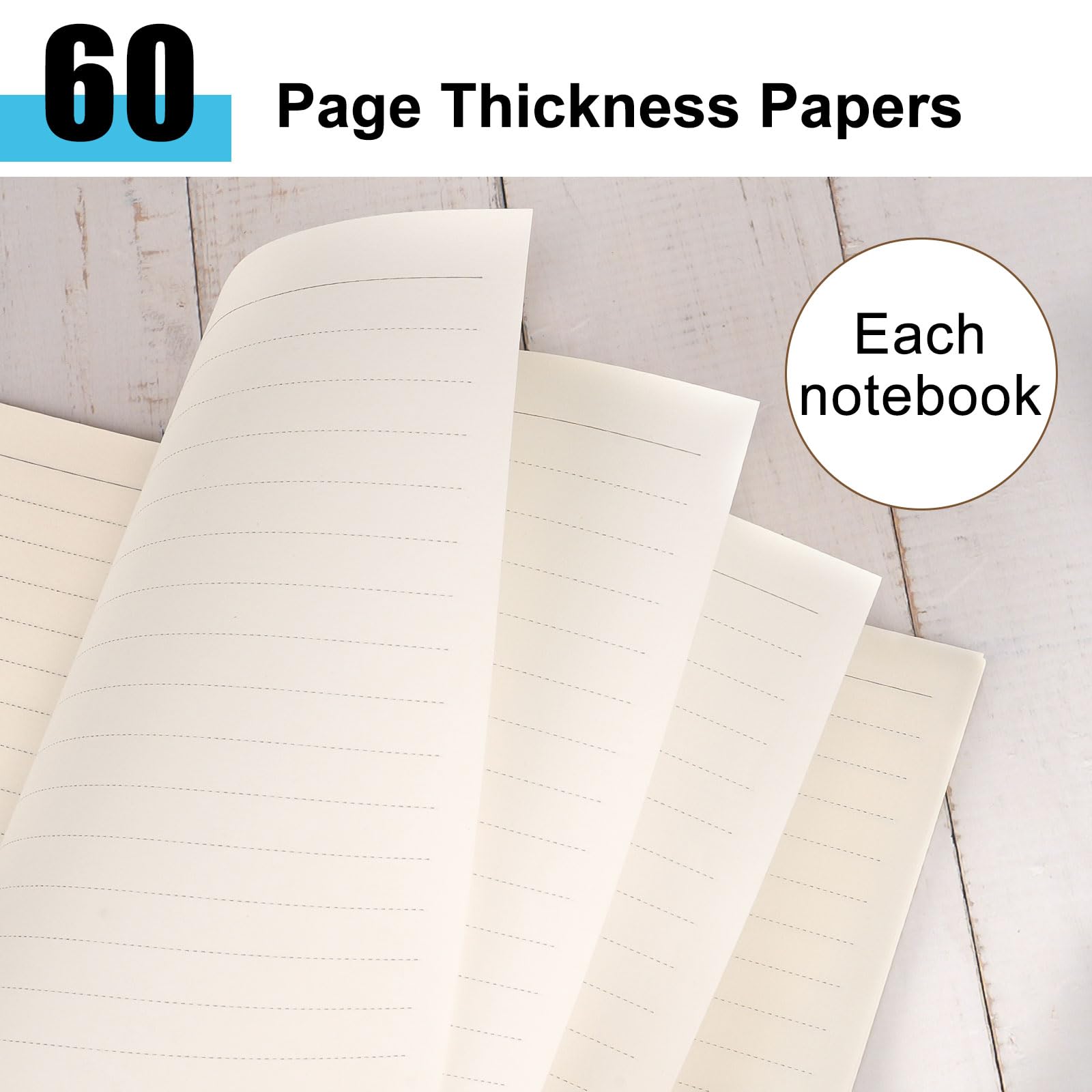 Tikplus A5 Lined Notebook, 4 Pack, 60 Sheets/120 Pages, Lined Paper Spiral Notebook A5 - Image 3