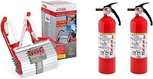 Kidde Paquete de escalera y extintor de escape de incendios  Escalera de escape para casas de 2 pisos