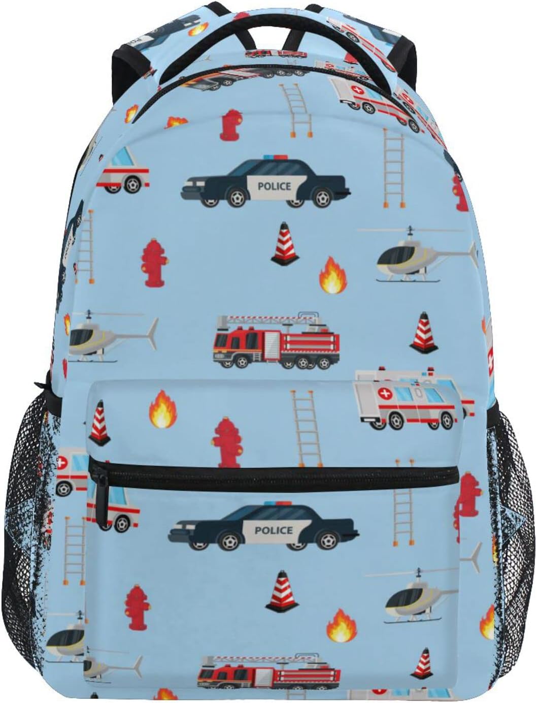 Travel Laptop Backpack Daypack College School Computer Bag Fire Truck Engine Ambulance Police Car Bookbag for Kids, Fits 3 to 6 Years Old