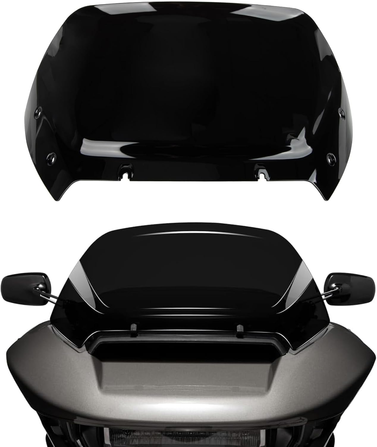 11.5" Wave Windshield for Road Glide 20023-2024 - PSLER Road Glide Accessories Motorcycle Air Deflector Windshield (Black) 11.5" black