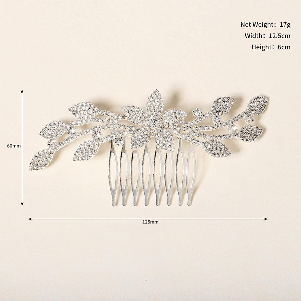Braut Haarkamm Haarkämme Zubehör, Kopfschmuck, floraler Strass Haarkamm Silber, Einsatzkamm, Braut Seitenkamm Haarteil Haarschmuck für Frauen und Mädchen