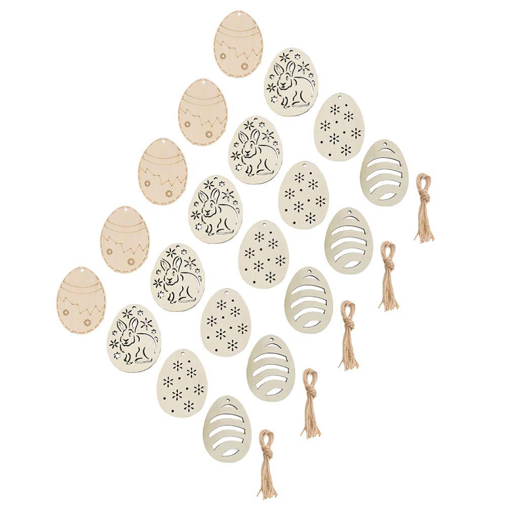 PRETYZOOM 20 stuks houten paaseieren houten paaseieren paashaas bloemen