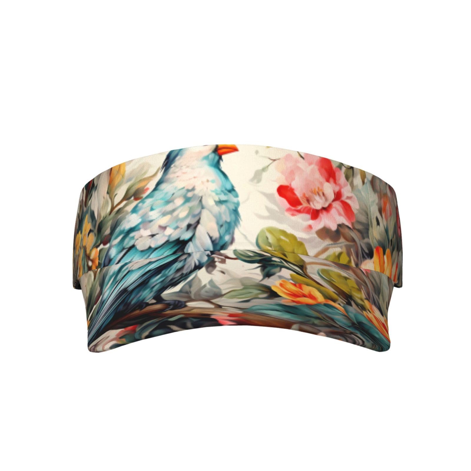 Wzycwb Black Flowers And Birds Printed Hollow Sun Hat - Breathable, Quick-Drying Golf Baseball Cap For Outdoor Sports