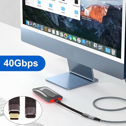 Miniatura 7 de CY Cable de extensión USB4 macho a hembra de 5.1 in delgado plano macho toF 40 Gbps con carga de 100 W y 8 K a 60 Hz