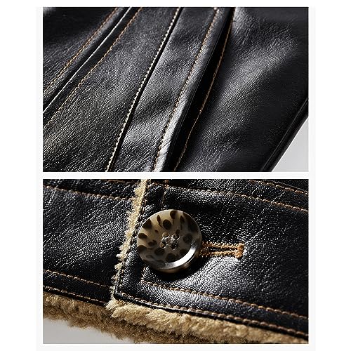 Chaqueta de cuero cálida de invierno para hombre miniatura 5