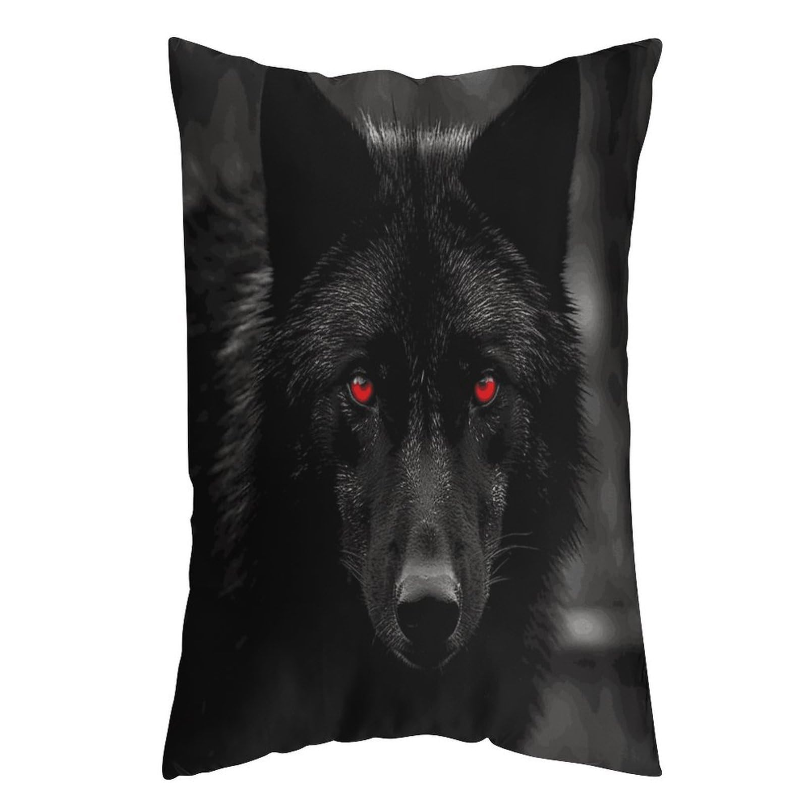 FekiLoot Black Red Eyed Wolf Throw Pillow Cover Soft Pillowcase with Hidden Zipper Lumbar Decorative Throw Pillow Covers Luxury Cozy Pillows Shams Rectangle Cushion Cases