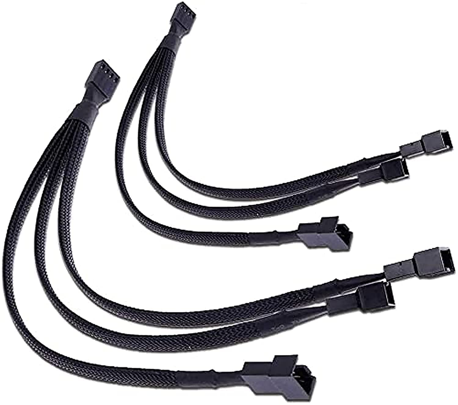 SYOSI Fan Splitter Adapter Cable - Y Splitter Computer PC 4 Pin Extension Power Cable - 1 to 3 Converter for CPU Cooling - 10 Inches (2 Pack)