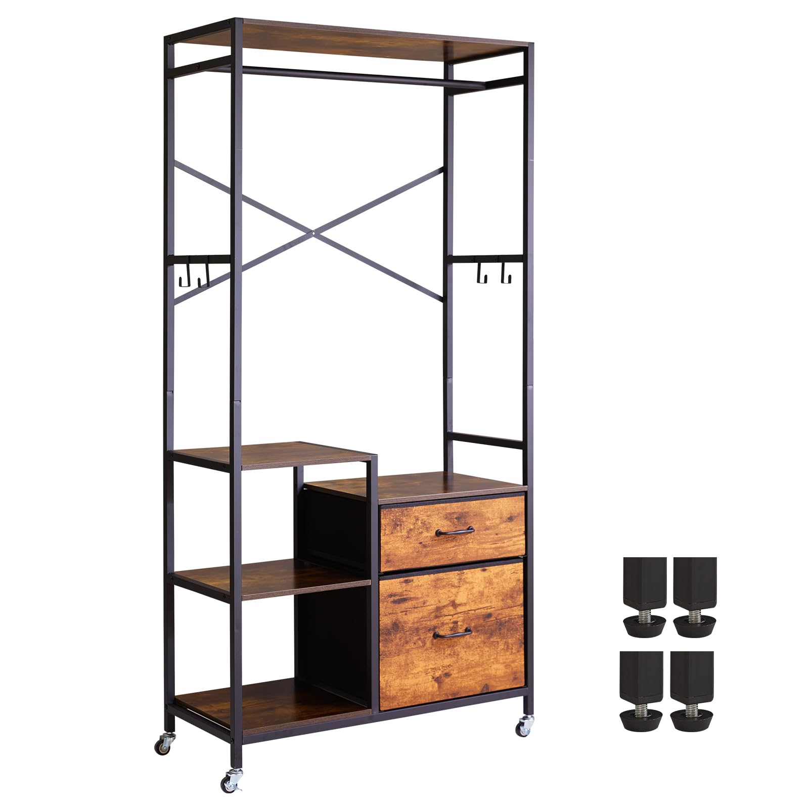 Amazon｜Aibiju ハンガーラック 引き出し付き 洋服掛け スタンド