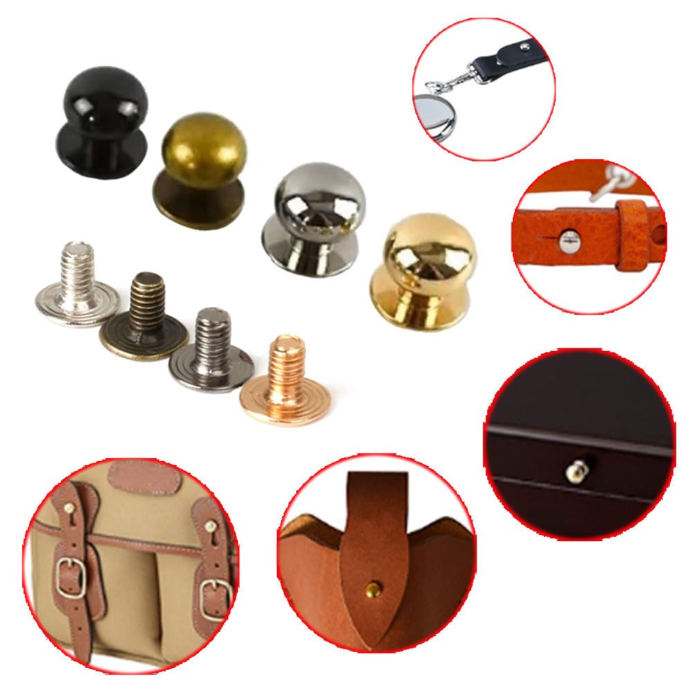 80 Pièces Rivets Pour Cuir Boutons Pression 6mm - Kit Argent Or Noir Bronze Avec Poinçon Pour Sacs Vêtements Ceintures