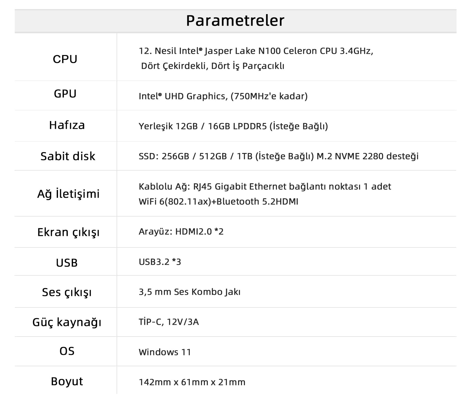 WayPonDEV BY52 In-tel Alder-N Lake N100 Mini-Computer, Windows 11 Pro Mini-PC, LPDDR5 RAM, M.2 2280 NVME SSD, unterstützt Dual 4K Display, WiFi6/BT5.2, Mikro-PC für Büro-Heimkino (BY52 H2 （16+512GB）)