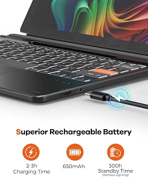 Doohoeek Bluetooth Keyboard for Surface Pro 11/10/9/8/X 13 Inch, Wireless Keyboard with Touch Pad & Pen Slot & Lighting Keys Compatible with Surface Pro Copilot+ 13
