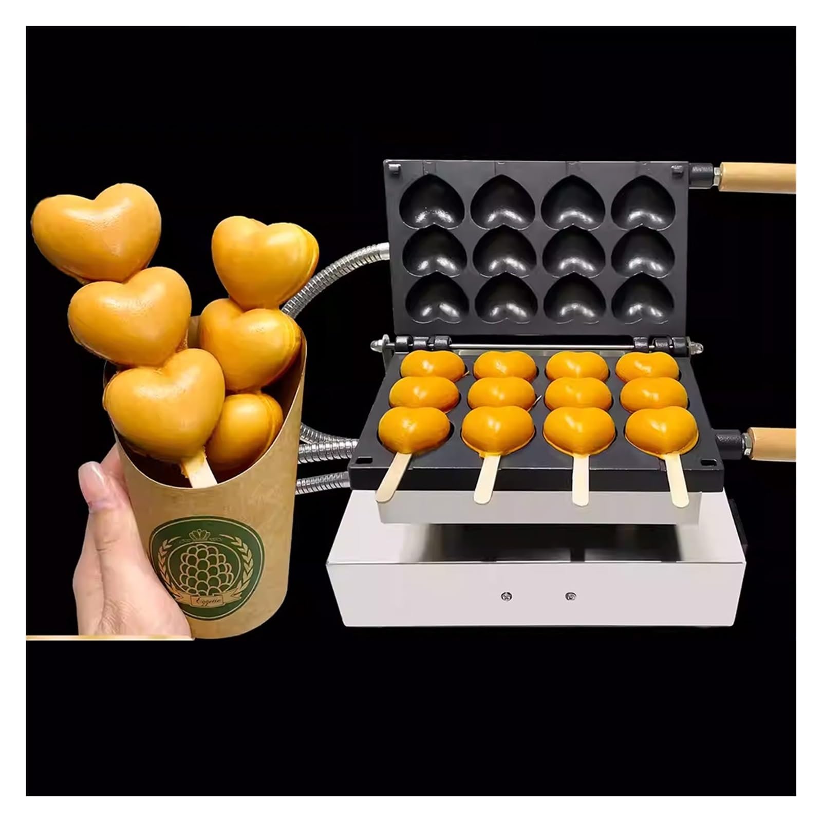 Elektrisches Waffeleisen For Herzförmige Waffeln (1600 W), Ideal For Die Zubereitung Von Eierwaffeln Und Als Snack For Den Gewerblichen Gebrauch GleichmäßIge WäRmeverteilung