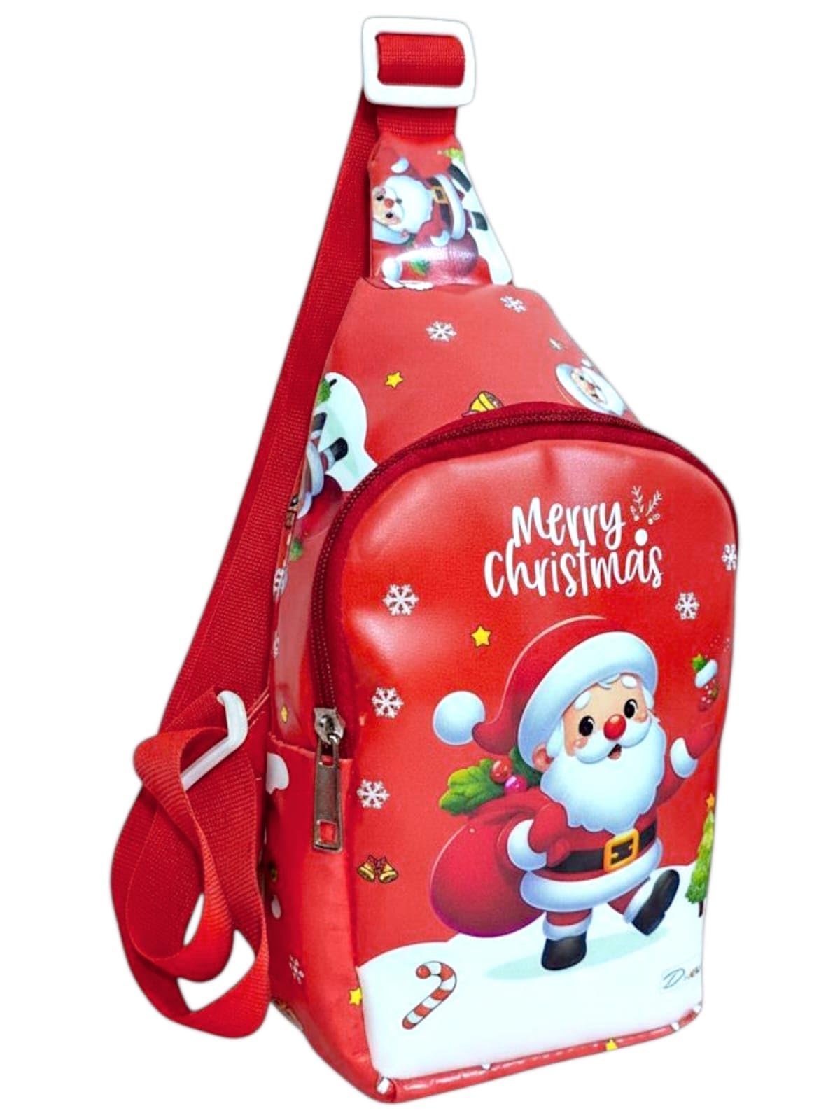 Christmas Kids Chest Bag | Santa Printed Crossbody Sling Bag for Boys & Girls | Lightweight Waterproof Chest Bag for School, Travel & Outdoor | Merry Christmas Gift Bag (1pcs)-image-38