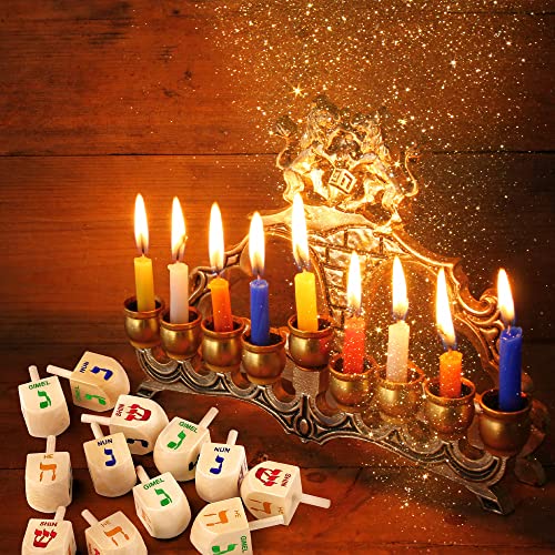 image for Fovths 36 Pieces Hanukkah Spinning Top Wood Spinning Top with Hebrew L