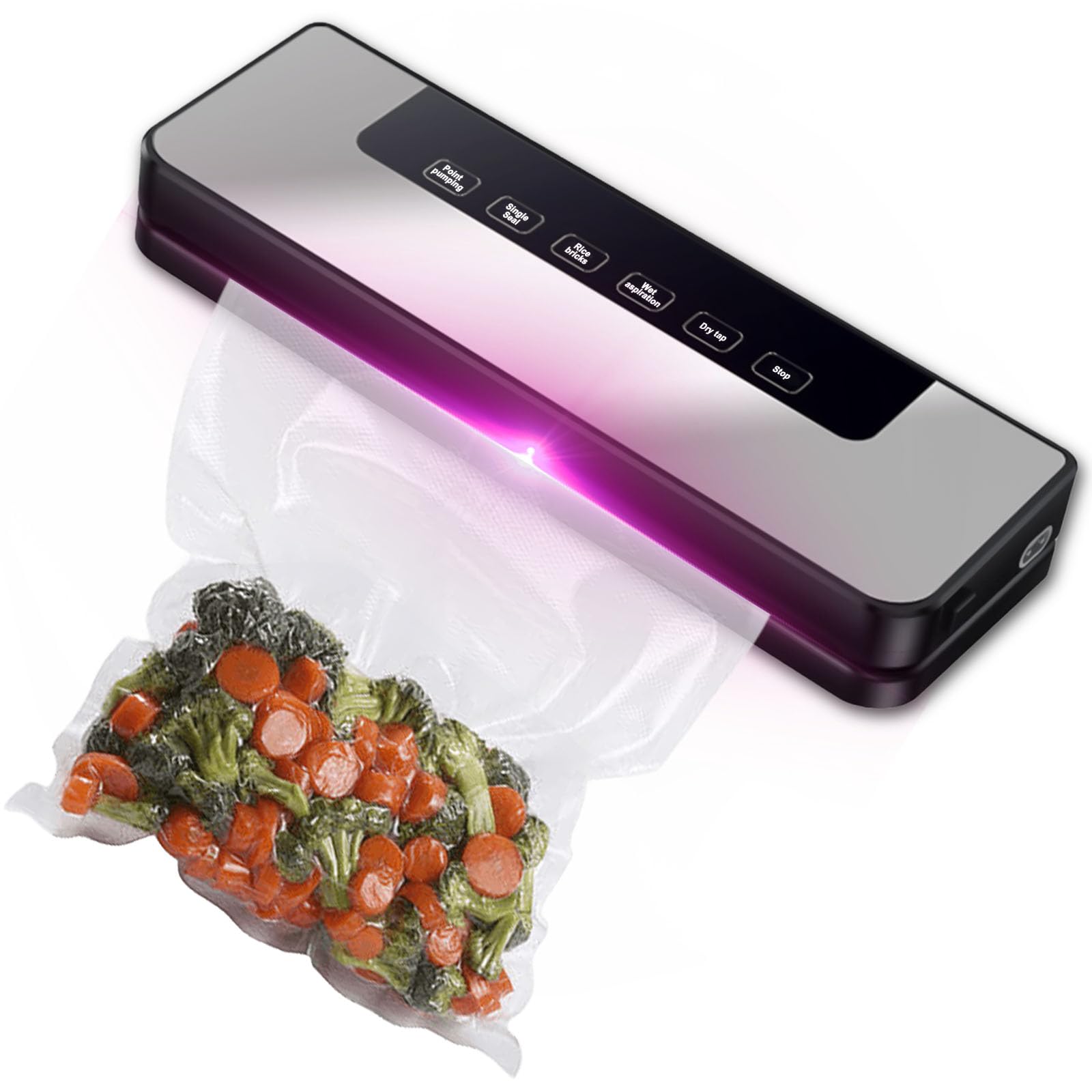 Vaileal Macchina per sottovuoto 5 in 1, saldatrice sottovuoto con 10 sacchetti sottovuoto, sigillante automatico per alimenti secchi o umidi, cibo rimane fresco fino a 8 volte più a lungo