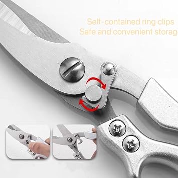 Heavy Duty Stainless Steel Kitchen Scissors, Professional Cooking and Poultry Shears for Bones, Turkey, Meat, Fish and Vegetables, 1-Pack
