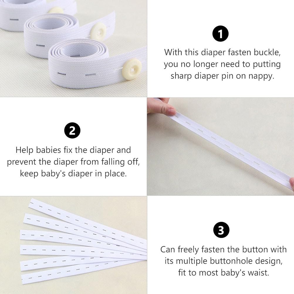 Healifty 12Pcs Adjustable Baby Cloth Diaper Fasteners Straps Buckles Elastic Diaper Retaining Belt for Secure Fit and Leak Prevention 19.68X0.78X0.03In