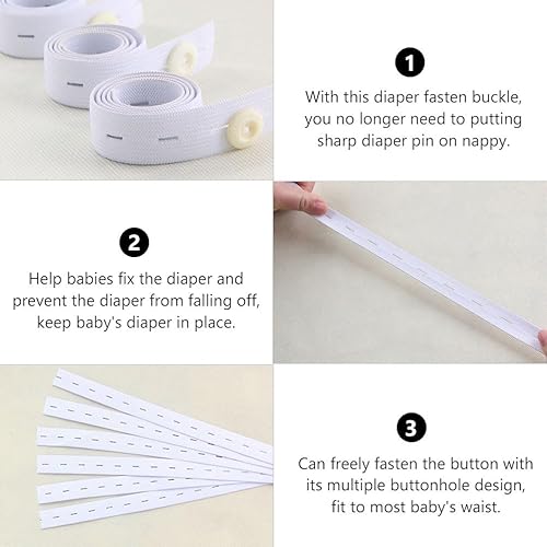 Miniatura 7 de Healifty 12 unids botón de pañal recién nacido cinturón hebilla niños cinturones hebilla cinturón niños sujetador pañal hebilla elástico ajustable