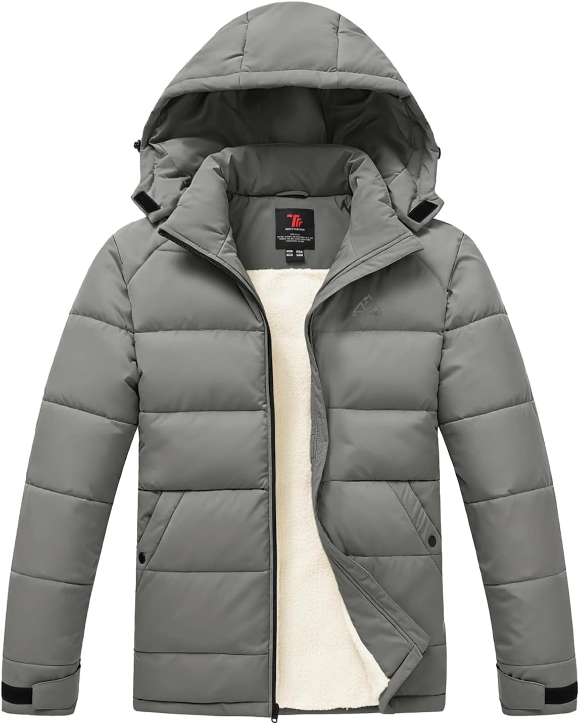 TBMPOY Men's Winter Coats Puffer Jacket Hooded Fleece Warm Water-Resistan Windprooff Thicken Jacket