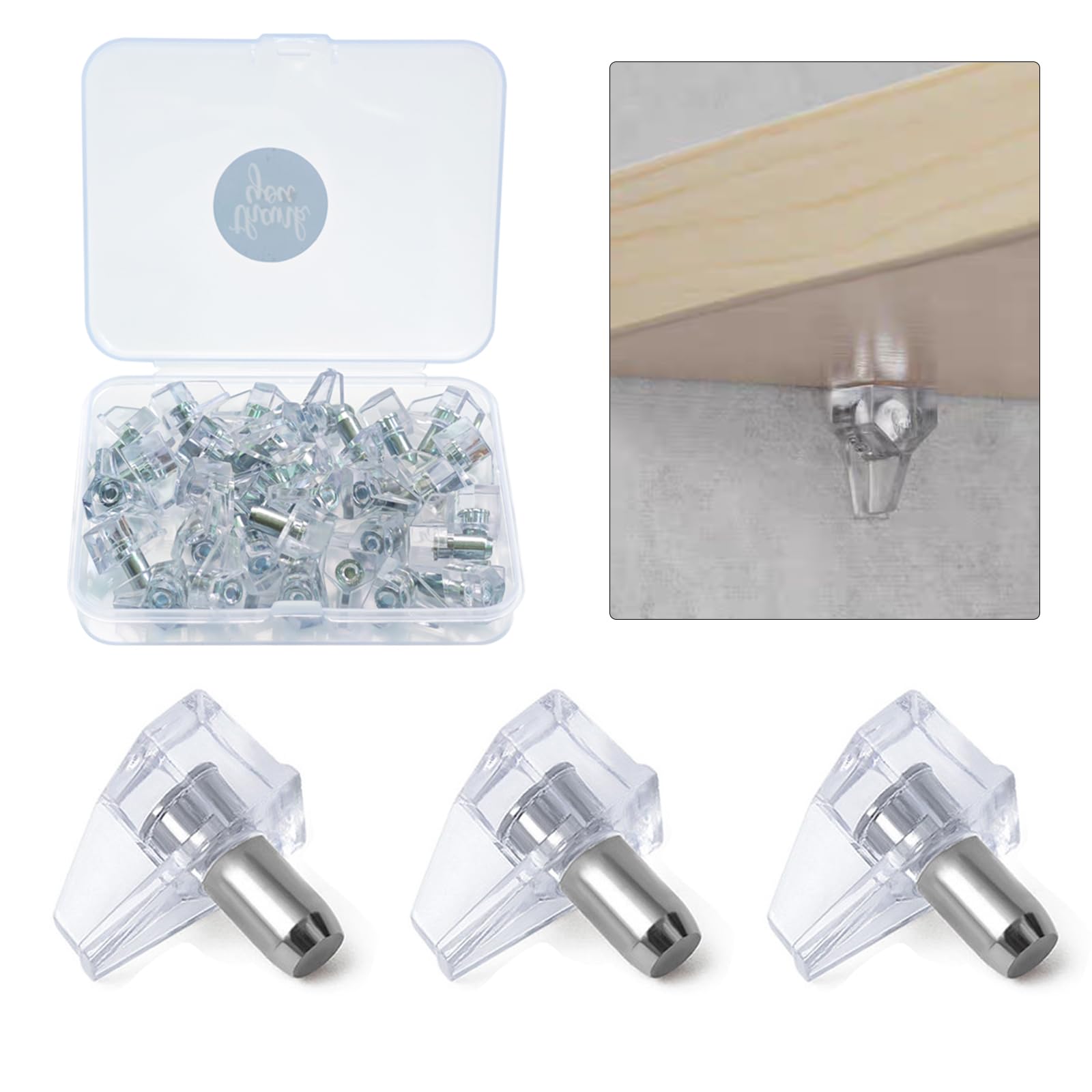 24 Pieces Cabinet Shelf Pegs & Shelf Pins - Adjustable Shelf Support Pegs with 5mm Stainless Steel Core, Replacement Shelf Holder Pins for Kitchen Cabinets, Bookshelves, Wardrobes (Easy to Install)