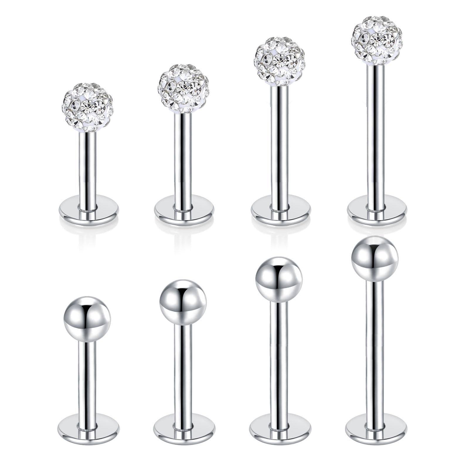 Besyvvin Lip Bars Labret Studs 16G Stainless Steel Plastic Flat Back Helix Tragus Cartilage Earring Stud 4-12MM Monroe Medusa Piercing Jewellery Silver Gold — view 19