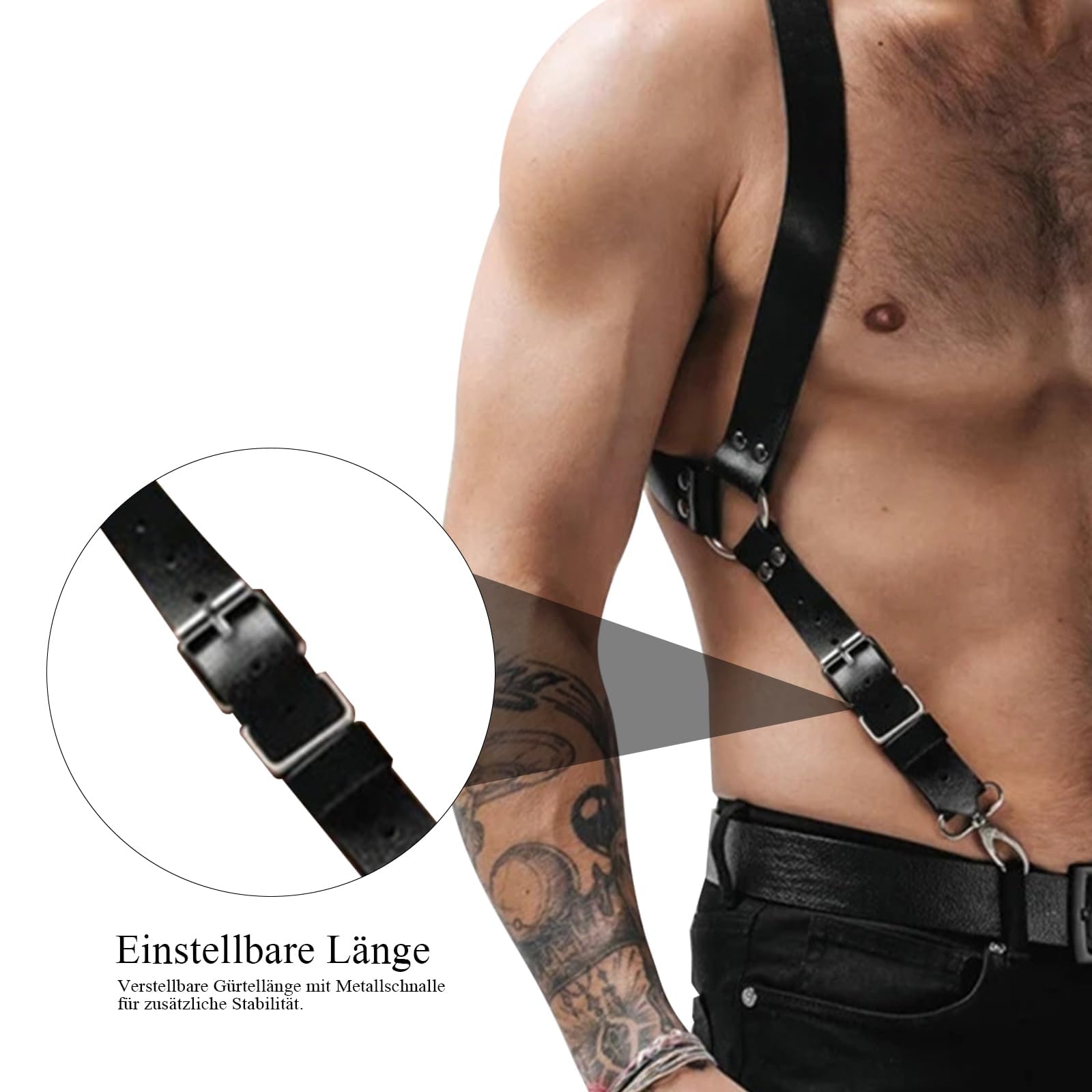 BDSMYOU Harnais pour Homme Punk Body Brust Harnais Hommes Cuir,Sous-vêtements pour Homme,Gothique Vêtements Hommes PU Cuir,Fesseln Costumes Hommes Fétiche Gay Harness (A)