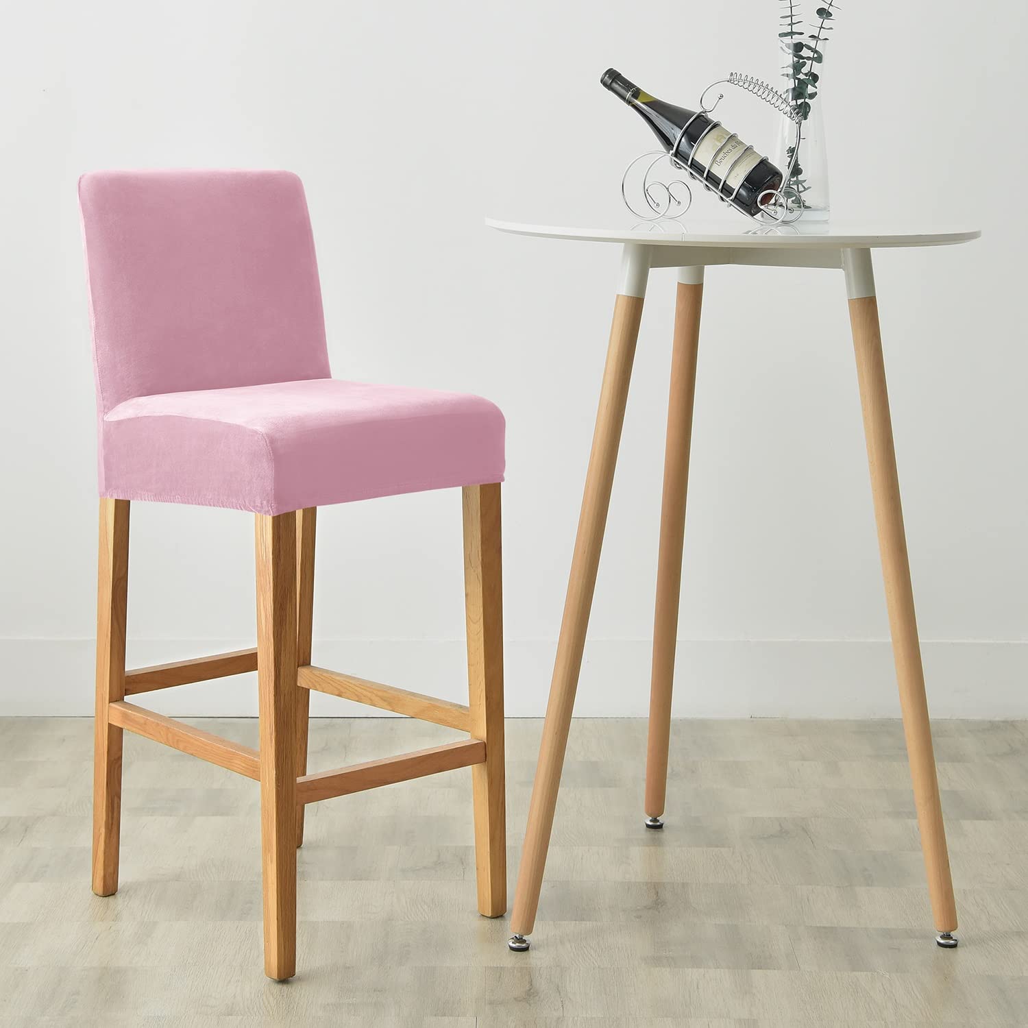 SCHEFFLER - Fodere per sedie da sala da pranzo, velluto elastico, set 2, bianco ecru