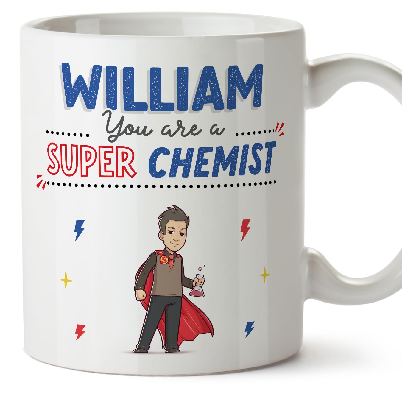 MUGFFINS Personalised Mug for Chemist Man - in English - You are Super! - Funny Custom Gift for Colleagues - Ceramic 11oz Mug