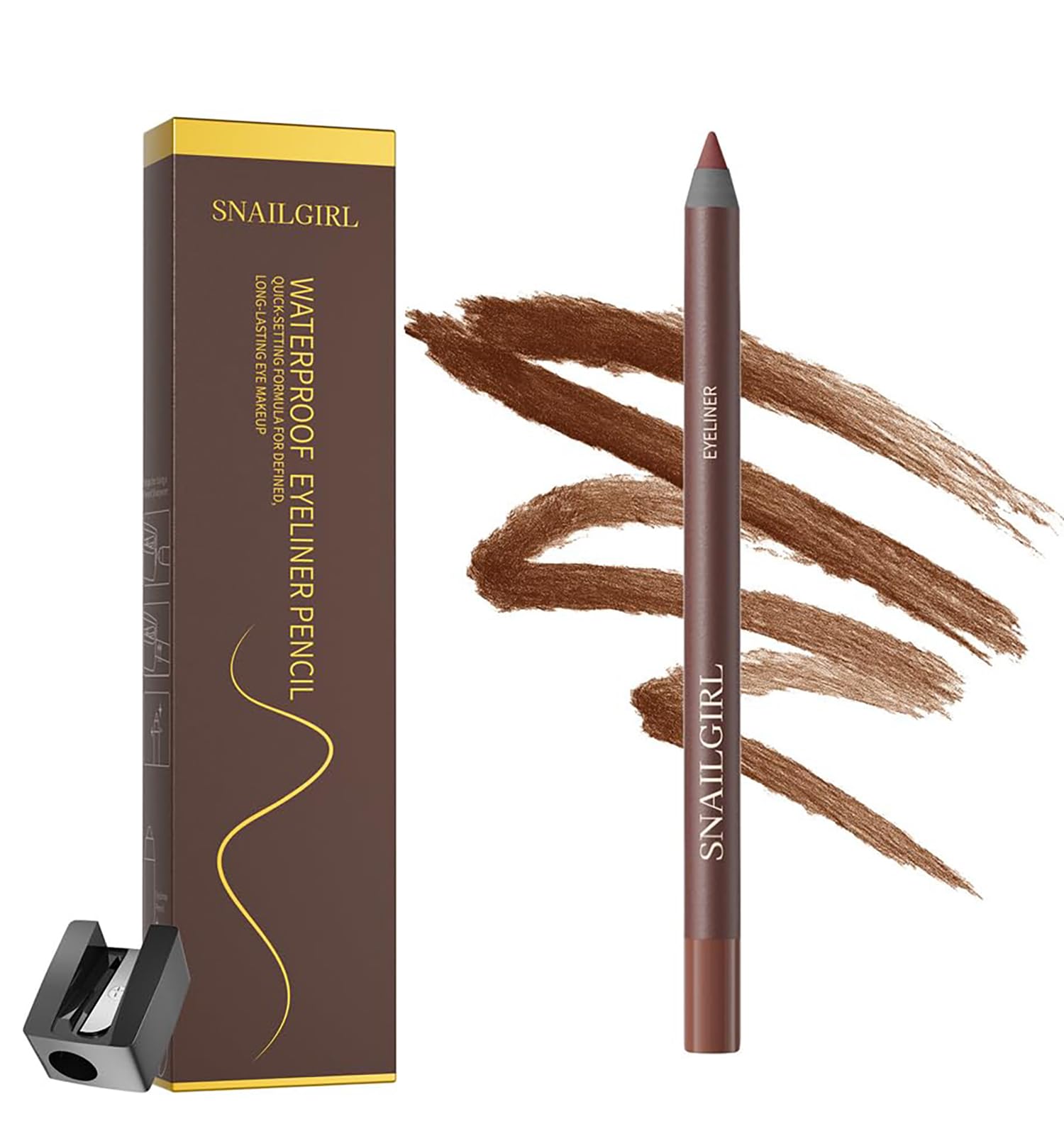 Eyeliner Pencil,Smudge-proof Waterproof Long Lasting Plum Eye Liner, High-Pigmented Smooth Creamy Formula for Mature Women, Eyes Makeup Pen Includes Sharpener 1-Pack Chocolate