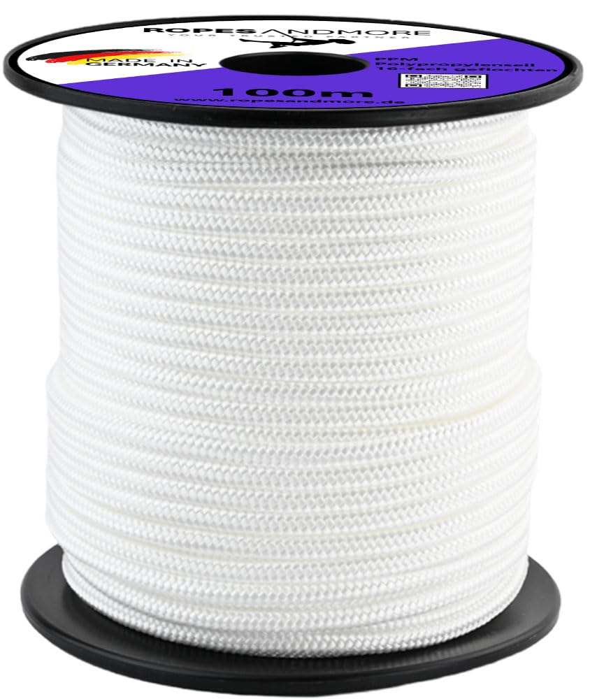 PP Polypropylenseil Seil 10mm - 12mm | 10m, 20m, 30m PPM 16-Fach geflochten Polypropylen Schnur Kordel Basteln weiß schwarz von Ropes and More® (Weiß, Ø12mm - 30m)
