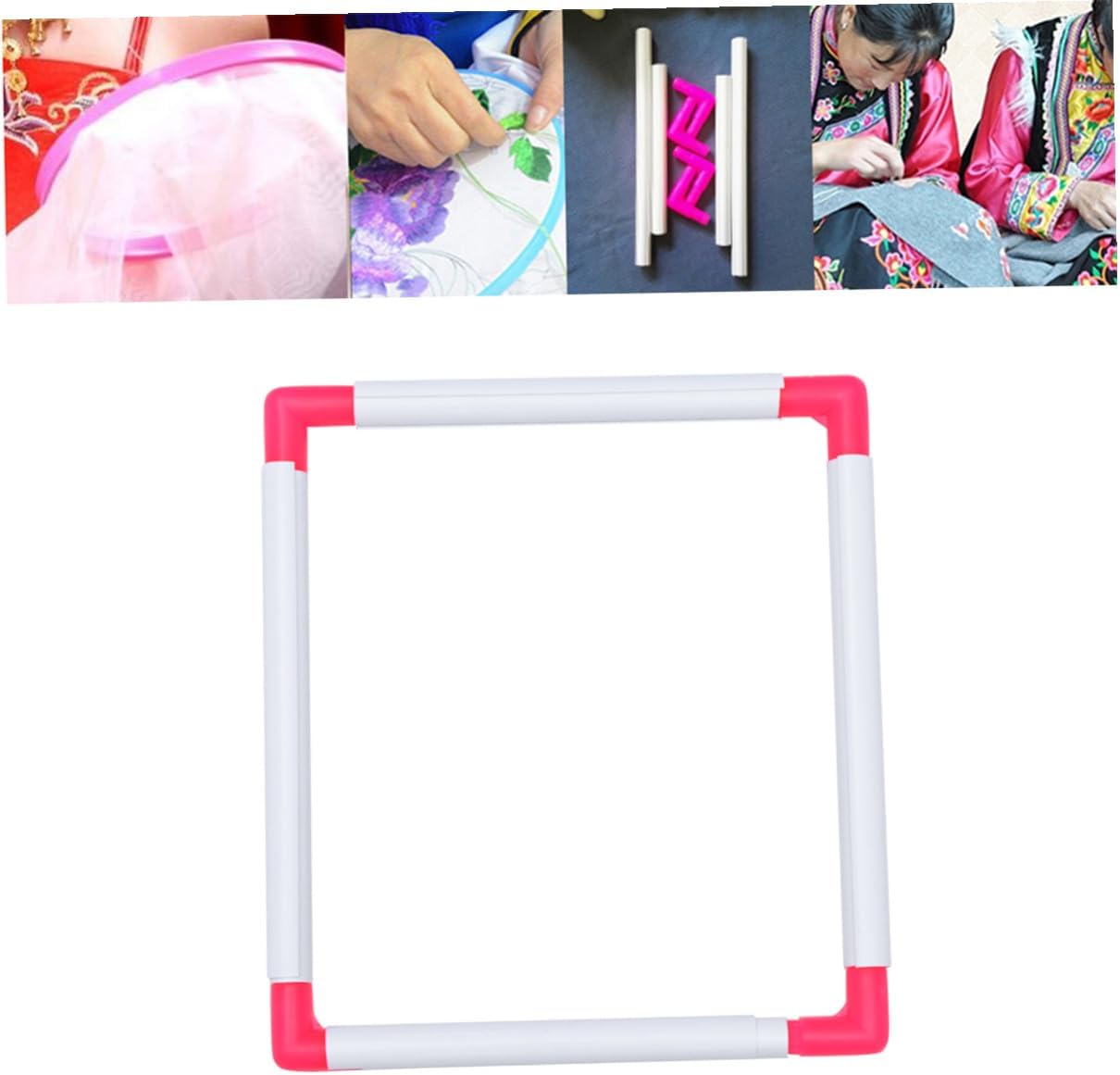 OHPHCALL Portable Clip Square Embroidery Frame Lightweight Plastic Holder for Cross Stitch Quilting Needlepoint Crafting Easy Assembly Random Color