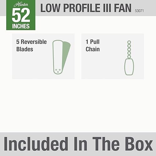 Miniatura 4 de Hunter 53069 ventilador de techo de perfil bajo III blanco de 52 pulgadas 53071 0watts 120 volts