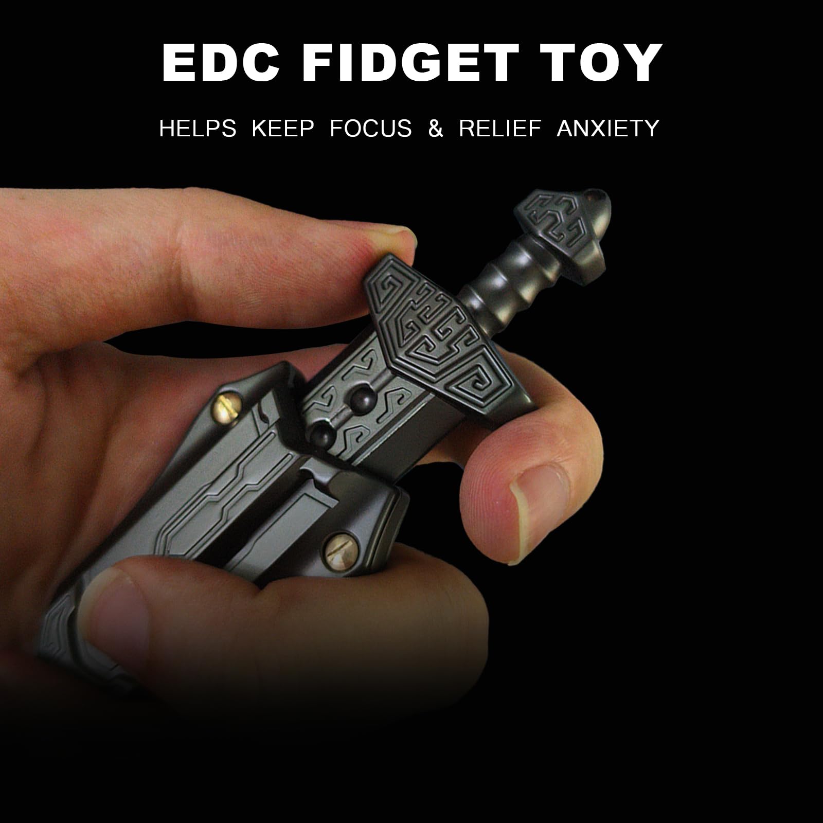 Amazon | HIDEDC タイアソードフィジェットトイ、メタルソードフィ