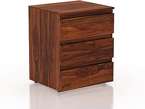 Space Galaxy Sheesham Wood Bedside Table for Bedroom | Wooden Bed Side Nightstand Lamp Table with 3 Drawers Storage for Home & Hotels | Side Table for Living Room, Honey Finish (Size16x14x21 Inch)